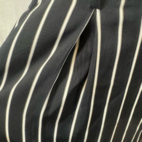 Navy gray and white pinstripe pleated palazzo wide leg trouser pants size large - Picture 8 of 10